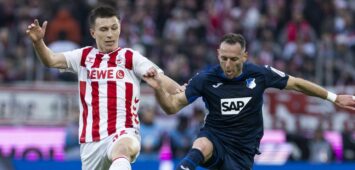 Kristoffer Lund vom 1. FC Köln und Vladimir Coufal von der TSG Hoffenheim