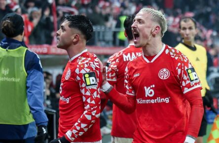 Nadiem Amiri und Phillip Tietz vom 1. FSV Mainz 05