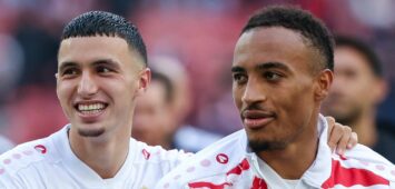 Bilal El Khannouss und Jamie Leweling vom VfB Stuttgart