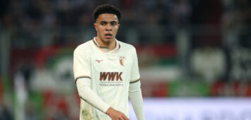 Noahkai Banks im Heimspiel des FC Augsburg gegen den 1. FC Köln.