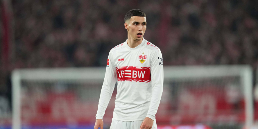 VfB Stuttgarts Bilal El Khannouss beim Heimspiel gegen RB Leipzig.