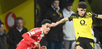 Samuele INACIO DO gegen Jamal MUSIALA M und Michael OLISE M Fussball 1. Bundesliga, 24.Spieltag, matchday24, Borussia Dortmund DO - FC Bayern Muenchen M 2-3 am 28.02.2026 in Dortmund/ Deutschland. DFL regulations prohibit any use of photographs as image sequences and/or quasi-video Â *** Samuele INACIO DO vs Jamal MUSIALA M and Michael OLISE M Football 1 Bundesliga, 24 Matchday, matchday24, Borussia Dortmund DO FC Bayern Muenchen M 2 3 on 28 02 2026 in Dortmund Germany DFL regulations prohibit any use of photographs as image sequences and or quasi video Â