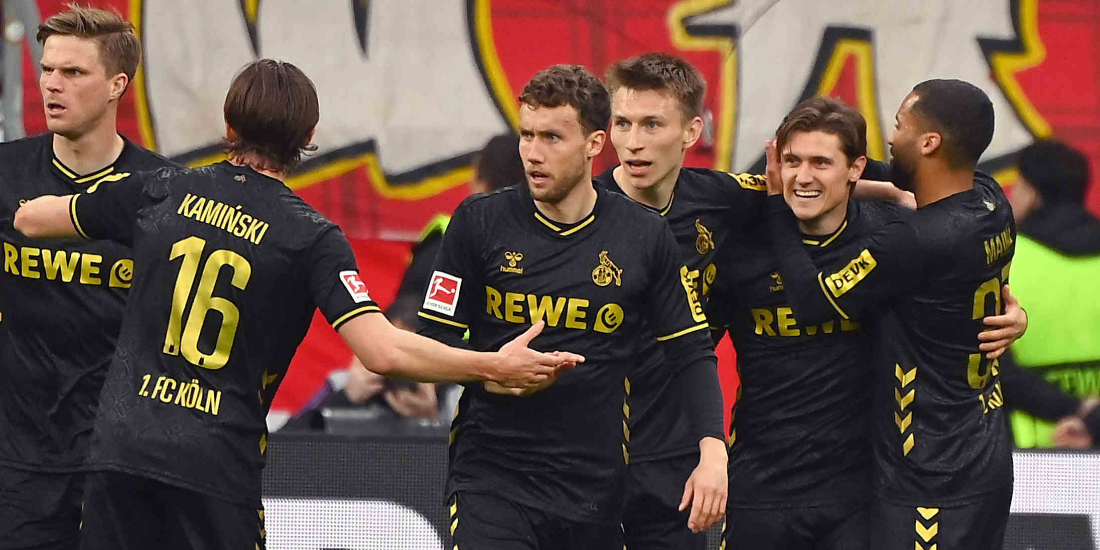 Alessio Castro-Montes bejubelt sein Tor für Köln in Frankfurt.