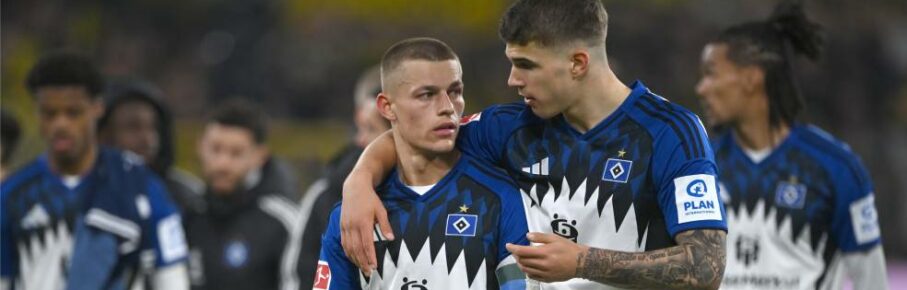 Die HSV-Profis Miro Muheim und Luka Vuskovic.