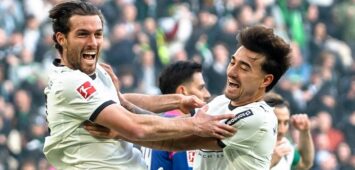 Deutschland: Bundesliga 2025 2026 Borussia Mönchengladbach vs. 1. FSV Mainz 05 30. Spieltag Sonntag, 19.04.2026 Borussia-Park Nordrhein-Westfalen Tor zum 1:0 durch Joe Scally 29, Borussia Mönchengladbach Jubel/Freude/Emotionen/Torjubel Jens Castrop 17, Borussia Mönchengladbach *** Germany Bundesliga 2025 2026 Borussia Mönchengladbach vs 1 FSV Mainz 05 30 Matchday Sunday, 19 04 2026 Borussia Park Nordrhein Westfalen Goal for 1 0 by Joe Scally 29, Borussia Mönchengladbach Cheers Joy Emotions Goal celebration Jens Castrop 17, Borussia Mönchengladbach Copyright: xCelinaxLeiersx