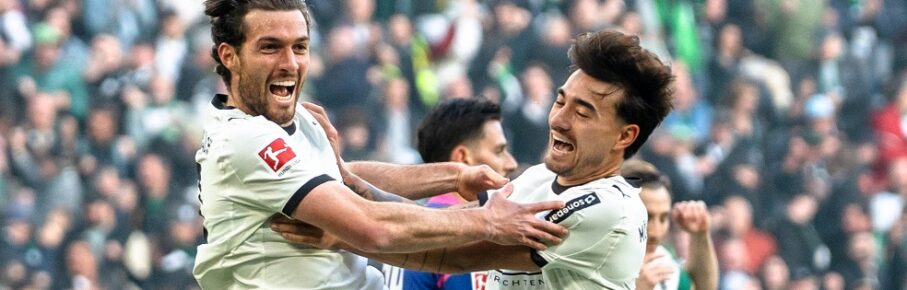 Deutschland: Bundesliga 2025 2026 Borussia Mönchengladbach vs. 1. FSV Mainz 05 30. Spieltag Sonntag, 19.04.2026 Borussia-Park Nordrhein-Westfalen Tor zum 1:0 durch Joe Scally 29, Borussia Mönchengladbach Jubel/Freude/Emotionen/Torjubel Jens Castrop 17, Borussia Mönchengladbach *** Germany Bundesliga 2025 2026 Borussia Mönchengladbach vs 1 FSV Mainz 05 30 Matchday Sunday, 19 04 2026 Borussia Park Nordrhein Westfalen Goal for 1 0 by Joe Scally 29, Borussia Mönchengladbach Cheers Joy Emotions Goal celebration Jens Castrop 17, Borussia Mönchengladbach Copyright: xCelinaxLeiersx