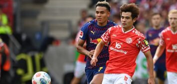 NO SALES IN JAPAN Kaishu SANO MZ vs. Antonio NUSA L 1.FSV Mainz 05 MZ - RB Leipzig L 0-1 Fussball 1. Bundesliga Saison 2025/2026, 3.Spieltag, Spieltag3, matchday3, am 13.09.2025, MEWA Arena Mainz. DFL regulations prohibit any use of photographs as image sequences and/or quasi-video a *** NO SALES IN JAPAN Kaishu SANO MZ vs Antonio NUSA L 1 FSV Mainz 05 MZ RB Leipzig L 0 1 Fußball 1 Bundesliga Saison 2025 2026, 3 Spieltag, Spieltag3, matchday3, am 13 09 2025, MEWA Arena Mainz DFL regulations prohibit any use of photographs as image sequences and or quasi video a