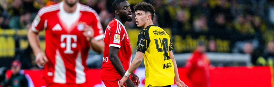 Dayot Upamecano vom FC Bayern und Samuele Inacio vom BVB