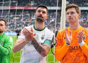 Die Gladbach-Stars Moritz Nicolas, Tim Kleindienst & Kevin Stöger (v. r.)