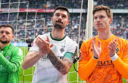 Die Gladbach-Stars Moritz Nicolas, Tim Kleindienst & Kevin Stöger (v. r.)
