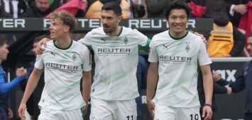 16.05.2026, Borussia-Park, Mönchengladbach, GER, 1.FBL, Borussia Mönchengladbach vs TSG Hoffenheim , im Bild Robin Hack MÂ Gladbach, Tim Kleindienst MÂ Gladbach, Shuto Machino MÂ Gladbach DFL regulations prohibit any use of photographs as image sequences and/or quasi-video. Photo by Hasan Bratic/DeFodi Images - *** 16 05 2026, Borussia Park, Mönchengladbach, GER, 1 FBL, Borussia Mönchengladbach vs TSG Hoffenheim , in the picture Robin Hack MÂ Gladbach , Tim Kleindienst MÂ Gladbach , Shuto Machino MÂ Gladbach DFL regulations prohibit any use of photographs as image sequences and or quasi video Photo by Hasan Bratic DeFodi Images