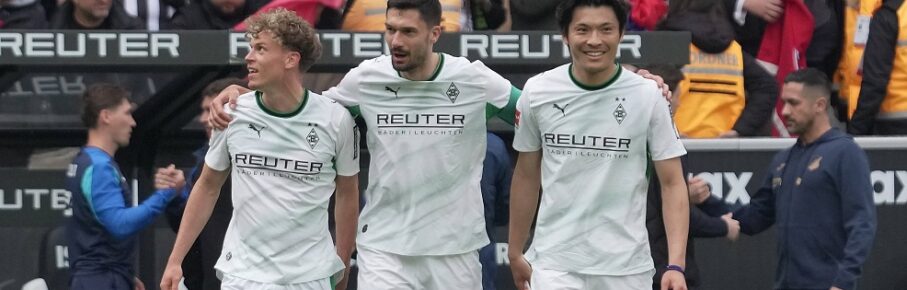 16.05.2026, Borussia-Park, Mönchengladbach, GER, 1.FBL, Borussia Mönchengladbach vs TSG Hoffenheim , im Bild Robin Hack MÂ Gladbach, Tim Kleindienst MÂ Gladbach, Shuto Machino MÂ Gladbach DFL regulations prohibit any use of photographs as image sequences and/or quasi-video. Photo by Hasan Bratic/DeFodi Images - *** 16 05 2026, Borussia Park, Mönchengladbach, GER, 1 FBL, Borussia Mönchengladbach vs TSG Hoffenheim , in the picture Robin Hack MÂ Gladbach , Tim Kleindienst MÂ Gladbach , Shuto Machino MÂ Gladbach DFL regulations prohibit any use of photographs as image sequences and or quasi video Photo by Hasan Bratic DeFodi Images