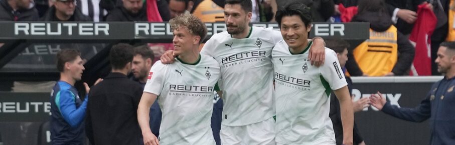 16.05.2026, Borussia-Park, Mönchengladbach, GER, 1.FBL, Borussia Mönchengladbach vs TSG Hoffenheim , im Bild Robin Hack MÂ Gladbach, Tim Kleindienst MÂ Gladbach, Shuto Machino MÂ Gladbach DFL regulations prohibit any use of photographs as image sequences and/or quasi-video. Photo by Hasan Bratic/DeFodi Images - *** 16 05 2026, Borussia Park, Mönchengladbach, GER, 1 FBL, Borussia Mönchengladbach vs TSG Hoffenheim , in the picture Robin Hack MÂ Gladbach , Tim Kleindienst MÂ Gladbach , Shuto Machino MÂ Gladbach DFL regulations prohibit any use of photographs as image sequences and or quasi video Photo by Hasan Bratic DeFodi Images
