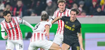 Yuito Suzuki SC Freiburg, Maximilian Eggestein SC Freiburg, Patrick Osterhage SC Freiburg und Jakub KamiÅ ski 1. FC Köln im Zweikampf waehrend des spiels der Bundesliga zwischen Club Freiburg und 1. FC Köln, Europa-Park Stadion am 25. January 2026 in Freiburg, Deutschland. Foto von Harry Langer/DeFodi Images  Yuito Suzuki SC Freiburg, Maximilian Eggestein SC Freiburg, Patrick Osterhage SC Freiburg und Jakub KamiÅ ski 1. FC Köln battle for the ball during the Bundesliga match between Sport-Club Freiburg and 1. FC Köln at Europa-Park Stadion on January 25, 2026 in Freiburg, Germany. Photo by Harry Langer/DeFodi Images DFL regulations prohibit any use of photographs as image sequences and/or quasi-video. Photo by Harry Langer/DeFodi Images DFL regulations prohibit any use of photographs as image sequences and/or quasi-video. - *** Yuito Suzuki SC Freiburg , Maximilian Eggestein SC Freiburg , Patrick Osterhage SC Freiburg and Jakub KamiÅ ski 1 FC Köln battle for the ball during the Bundesliga match between Sport Club Freiburg and 1 FC Köln at Europa Park Stadion on January 25, 2026 in Freiburg, Germany Photo by Harry Langer DeFodi Images Yuito Suzuki SC Freiburg , Maximilian Eggestein SC Freiburg , Patrick Osterhage SC Freiburg and Jakub KamiÅ ski 1 FC Köln battle for the ball during the Bundesliga match between Sport Club Freiburg and 1 FC Köln at Europa Park Stadion on January 25, 2026 in Freiburg, Germany Photo by Harry Langer DeFodi Images DFL regulations prohibit any use of photographs as image sequences and or quasi video Photo by Harry Langer DeFodi Images DFL regulations prohibit any use of photographs as image sequences and or quasi video