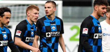 Torjubel - Torschütze Filip Bilbija M.,SC Paderborn,7 trifft zum 4-3 mit v.l. Mika Baur SC Paderborn,14, Laurin Curda SC Paderborn,17, Stefano Marino SC Paderborn,30 - 2. Fußball Bundesliga Saison 2025-2026 SC Paderborn vs. 1. FC Magdeburg in der Home Deluxe Arena in Paderborn - Aktion,Fußball,Mann,Männer,Deutschland,12.04.2026 *** Goalscorer Filip Bilbija M ,SC Paderborn,7 scores to 4 3 with v l Mika Baur SC Paderborn,14 , Laurin Curda SC Paderborn,17 , Stefano Marino SC Paderborn,30 2 Soccer Bundesliga Season 2025 2026 SC Paderborn vs 1 FC Magdeburg at Home Deluxe Arena in Paderborn Action,Soccer,Man,Men,Germany,12 04 2026