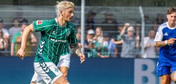 GER, Kickers Emden vs SV Werder Bremen / 19.07.2025, Ostfriesland-Stadion, Emden, GER, Kickers Emden vs SV Werder Bremen im Bild: Dawid Kownacki WerderË½BremenË½ 18 Einzelaktion, Ganzkörper / Ganzkoerper Ball am Fuss, *** GER, Kickers Emden vs SV Werder Bremen 19 07 2025, Ostfriesland Stadion, Emden, GER, Kickers Emden vs SV Werder Bremen in picture Dawid Kownacki WerderË½BremenË½ 18 single action, full body whole body ball on foot, nordphotoxGmbHxx/xKokenge nph00001