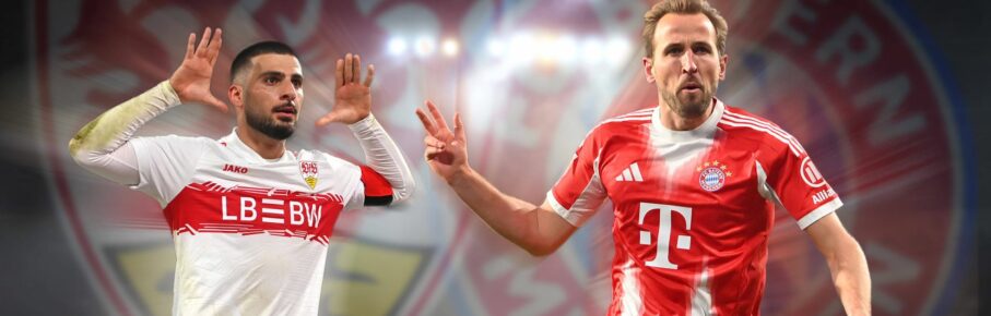 Deniz Undav vom VfB Stuttgart und Harry Kane vom FC Bayern München