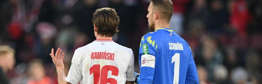 Jakub Kaminski und Marvin Schwäbe vom 1. FC Köln