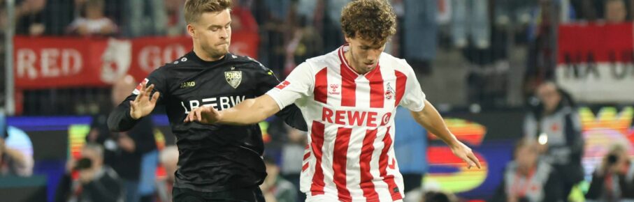 Luca Waldschmidt vom 1. FC Köln und Maximilian Mittelstädt vom VfB Stuttgart