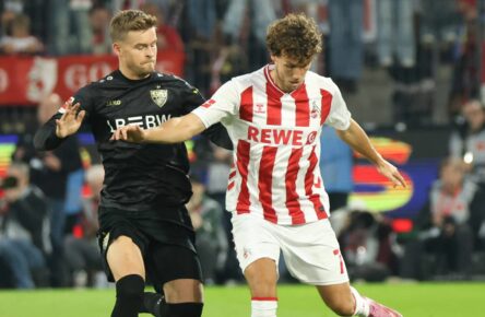 Luca Waldschmidt vom 1. FC Köln und Maximilian Mittelstädt vom VfB Stuttgart