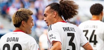 2025.08.30 xJAx Fussball 1. Bundesliga TSG Hoffenheim - Eintracht Frankfurt v.l.,Ritsu Doan Eintracht Frankfurt und Arthur Theate Eintracht Frankfurt Torjubel, Goal celebration, celebrate the goal DFL/DFB REGULATIONS PROHIBIT ANY USE OF PHOTOGRAPHS as IMAGE SEQUENCES and/or QUASI-VIDEO *** 2025 08 30 xJAx Soccer 1 Bundesliga TSG Hoffenheim Eintracht Frankfurt v l ,Ritsu Doan Eintracht Frankfurt and Arthur Theate Eintracht Frankfurt Torjubel, Goal celebration, celebrate the goal DFL DFB REGULATIONS PROHIBIT ANY USE OF PHOTOGRAPHS as IMAGE SEQUENCES and or QUASI VIDEO Copyright: JoaquimxFerreira