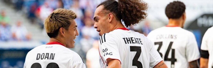 2025.08.30 xJAx Fussball 1. Bundesliga TSG Hoffenheim - Eintracht Frankfurt v.l.,Ritsu Doan Eintracht Frankfurt und Arthur Theate Eintracht Frankfurt Torjubel, Goal celebration, celebrate the goal DFL/DFB REGULATIONS PROHIBIT ANY USE OF PHOTOGRAPHS as IMAGE SEQUENCES and/or QUASI-VIDEO *** 2025 08 30 xJAx Soccer 1 Bundesliga TSG Hoffenheim Eintracht Frankfurt v l ,Ritsu Doan Eintracht Frankfurt and Arthur Theate Eintracht Frankfurt Torjubel, Goal celebration, celebrate the goal DFL DFB REGULATIONS PROHIBIT ANY USE OF PHOTOGRAPHS as IMAGE SEQUENCES and or QUASI VIDEO Copyright: JoaquimxFerreira