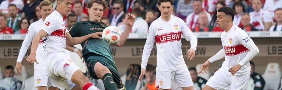 v.li. Chema Andreas VfB Stuttgart, 30, Jens Stage SV Werder Bremen, 06, Angelo Stiller VfB Stuttgart, 06, Bilal El Khannouss VfB Stuttgart, 11 GER, VfB Stuttgart vs. SV Werder Bremen, Fussball, Herren, 1. Bundesliga, 31. Spieltag, Spielzeit 2025/2026, 26.04.2026, DFL/DFB REGULATIONS PROHIBIT ANY USE OF PHOTOGRAPHS AS IMAGE SEQUENCES AND/OR QUASI-VIDEO, GER, VfB Stuttgart vs. SV Werder Bremen, Fussball, Herren, 1. Bundesliga, 31. Spieltag, Spielzeit 2025/2026, 26.04.2026 Stuttgart *** v li Chema Andreas VfB Stuttgart, 30 , Jens Stage SV Werder Bremen, 06 , Angelo Stiller VfB Stuttgart, 06 , Bilal El Khannouss VfB Stuttgart, 11 GER, VfB Stuttgart vs SV Werder Bremen, Football, Men, 1 Bundesliga, 31 Matchday, Season 2025 2026, 26 04 2026, DFL DFB REGULATES PROHIBIT ANY USE OF PHOTOGRAPHS AS IMAGE SEQUENCES AND OR QUASI VIDEO, GER, VfB Stuttgart vs SV Werder Bremen, Football, Men, 1 Bundesliga, Matchday 31, Season 2025 2026, 26 04 2026 Stuttgart Copyright: xEibner-Pressefoto/WolfgangxFrankx EP_WFK