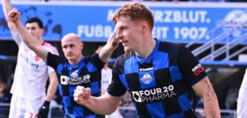 Laurin Curda nach einem Tor gegen den 1. FC Nürnberg.