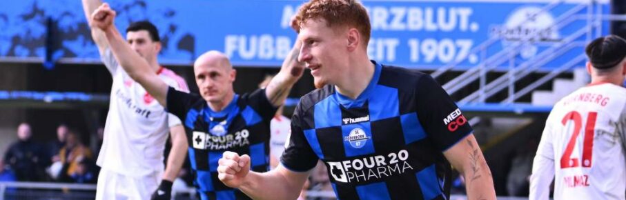 Laurin Curda nach einem Tor gegen den 1. FC Nürnberg.