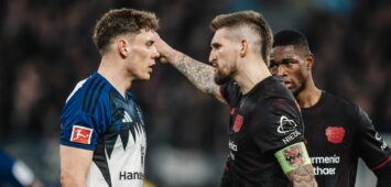 Robert Andrich von Bayer Leverkusen und Nicolai Remberg vom HSV