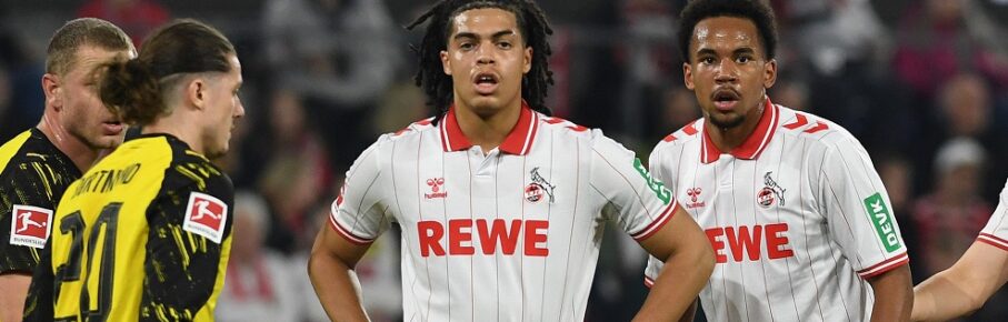 Jahmai Simpson-Pusey 1. FC Koeln, Youssoupha Niang 1. FC Koeln, Eric Martel 1. FC Koeln und Rav van den Berg 1. FC Koeln schauen waehrend des Spiels der Bundesliga zwischen dem 1. FC Köln und Borussia Dortmund, RheinEnergieSTADION am 07. March 2026 in Köln, Deutschland. Foto von Ralf Treese/DeFodi Images  Jahmai Simpson-Pusey 1. FC Koeln, Youssoupha Niang 1. FC Koeln, Eric Martel 1. FC Koeln und Rav van den Berg 1. FC Koeln look on during the Bundesliga match between 1. FC Köln and Borussia Dortmund at RheinEnergieSTADION on March 7, 2026 in Köln, Germany. Photo by Ralf Treese/DeFodi Images DFL regulations prohibit any use of photographs as image sequences and/or quasi-video. Photo by Ralf Treese/DeFodi Images - *** Jahmai Simpson Pusey 1 FC Koeln , Youssoupha Niang 1 FC Koeln , Eric Martel 1 FC Koeln and Rav van den Berg 1 FC Koeln look on during the Bundesliga match between 1 FC Köln and Borussia Dortmund at RheinEnergieSTADION on March 07, 2026 in Cologne, Germany Photo by Ralf Treese DeFodi Images Jahmai Simpson Pusey 1 FC Koeln , Youssoupha Niang 1 FC Koeln , Eric Martel 1 FC Koeln and Rav van den Berg 1 FC Koeln look on during the Bundesliga match between 1 FC Köln and Borussia Dortmund at RheinEnergieSTADION on March 7, 2026 in Köln, Germany Photo by Ralf Treese DeFodi Images DFL regulations prohibit any use of photographs as image sequences and or quasi video Photo by Ralf Treese DeFodi Images