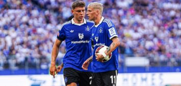 Nicolai Remberg Hamburger SV, 21, Albert Gronbaek Hamburger SV, 11 GER, Hamburger SV vs. FC Everton, Fußball, Testspiel, Saison 2026/2027, 01.08.2026 GER, Hamburger SV vs. FC Everton, Fußball, Testspiel, Saison 2026/2027, 01.08.2026 Hamburg *** Nicolai Remberg, Hamburger SV, 21 Albert Gronbaek, Hamburger SV, 11 GER Hamburger SV vs. Everton FC, soccer, friendly match, 20262027 season, August 1, 2026 GER, Hamburger SV vs. Everton FC, soccer, friendly match, 20262027 season, August 1, 2026 Hamburg Copyright: xEibner-Pressefoto/MarcelxvonxFehrnx EP_MFN