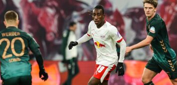 Yan Diomande RB Leipzig,49 gegen Jens Stage Werder Bremen,6 und Romano Schmid Werder Bremen,20 - 1. Fussball Bundesliga Saison 2025-2026 Punktspiel RB Leipzig vs. Werder Bremen in der Red Bull Arena in Leipzig - Aktion,Fussball,Deutschland,Mann,Männer,23.11.2025 *** Yan Diomande RB Leipzig,49 vs Jens Stage Werder Bremen,6 and Romano Schmid Werder Bremen,20 1 Soccer Bundesliga Season 2025 2026 Point Match RB Leipzig vs Werder Bremen at the Red Bull Arena in Leipzig Action,Soccer,Germany,Man,Men,23 11 2025