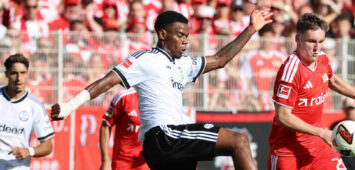 Raphael Onyedika, Michel Aebischer am Ball / Zweikampf / Spielszene / Aktion / / Fußball Fussball / Bundesliga Herren DFL / 1. Spieltag Saison 2026/2027 / 29.08.2026 / 1.FC Union Berlin FCU vs SG Eintracht Frankfurt SGE / DFL regulations prohibit any use of photographs as image sequences and/or quasi-video. / *** Raphael Onyedika, Michel Aebischer with the ball, tackle, game scene, action, sports, soccer, Bundesliga, mens, DFL, Matchday 1, 20262027 season, August 29, 2026, 1. FC Union Berlin FCU vs. SG Eintracht Frankfurt SGE. DFL regulations prohibit any use of photographs as image sequences or or quasi-video