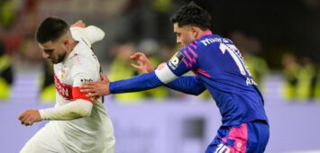 Deniz Undav vom VfB Stuttgart und Nadiem Amiri von Mainz 05