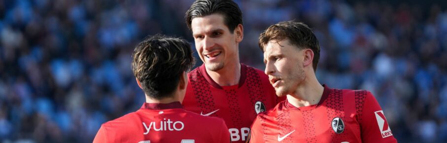 Yuito Suzuki, Igor Matanovic und Maximilian Eggestein vom SC Freiburg