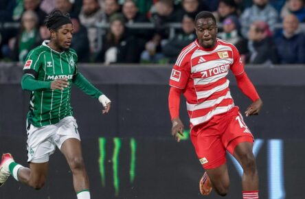 Ilyas Ansah von Union Berlin und Samuel Mbangula von Werder Bremen
