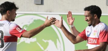 Laurin Ulrich und Tiago Tomas vom VfB Stuttgart
