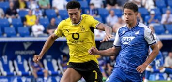v.li.: Jobe Bellingham BVB, 7, Adam Hlozek Hoffenheim, 10, Zweikampf, Spielszene, Duell, duel, tackle, tackling, Dynamik, Action, Aktion, 05.09.2026, Sinsheim Deutschland, Fussball, Bundesliga, TSG 1899 Hoffenheim - Borussia Dortmund, DFB/DFL REGULATIONS PROHIBIT ANY USE OF PHOTOGRAPHS AS IMAGE SEQUENCES AND/OR QUASI-VIDEO. *** v li Jobe Bellingham BVB, 7, Adam Hlozek Hoffenheim, 10, tackle, game scene, duel, tackle, tackling, dynamic, action, 05 09 2026, Sinsheim, Germany, soccer, Bundesliga, TSG 1899 Hoffenheim vs. Borussia Dortmund, DFB and DFL regulations prohibit any use of photographs as image sequences and/or quasi-video xozx
