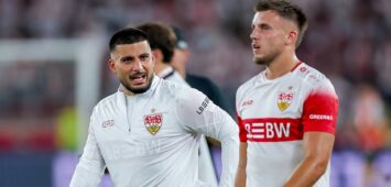 04.09.2026, Fußball, VfB Stuttgart - 1. FC Köln, 1. Fußball Bundesliga, 2. Spieltag, MHP-Arena, Saison 2026 2027: Deniz Undav VfB Stuttgart 26 unzufrieden neben Ermedin Demirovic VfB Stuttgart 09 DFB regulations prohibit any use of photographs as image sequences and or quasi-video. Baden-Württemberg Deutschland *** September 4, 2026, Soccer, VfB Stuttgart vs. 1. FC Köln, 1 Bundesliga, Matchday 2, MHP Arena, 20262027 season Deniz Undav VfB Stuttgart 26 looks unhappy next to Ermedin Demirovic VfB Stuttgart 09 DFB regulations prohibit any use of photographs as image sequences and/or quasi-video Baden-Württemberg, Germany