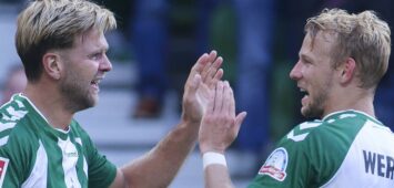 Niclas Fuellkrug Werder Bremen bejubelt seinen Treffer zum 2:0 mit Marco Gruell Werder Bremen waehrend des Spiels der 1. Bundesliga zwischen SV Werder Bremen und RB Leipzig, Weserstadion am 05. September 2026 in Bremen, Deutschland. Foto von Marco Steinbrenner/DeFodi Images  Niclas Fuellkrug Werder Bremen celebrates after scoring his teams second goal with Marco Gruell Werder Bremen during the Bundesliga match between SV Werder Bremen and RB Leipzig at Weserstadion on September 5, 2026 in Bremen, Germany. Photo by Marco Steinbrenner/DeFodi Images DFB / DFL REGULATIONS PROHIBIT ANY USE OF PHOTOGRAPHS AS IMAGE SEQUENCES AND/OR QUASI-VIDEO. Photo by Marco Steinbrenner/DeFodi Images - *** Niclas Fuellkrug of Werder Bremen celebrates his goal to make it 20 with Marco Gruell of Werder Bremen during the Bundesliga match between SV Werder Bremen and RB Leipzig at Weserstadion on September 5, 2026, in Bremen, Germany. Photo by Marco Steinbrenner, DeFodi Images. Niclas Fuellkrug of Werder Bremen celebrates after scoring his teams second goal with Marco Gruell of Werder Bremen during the Bundesliga match between SV Werder Bremen and RB Leipzig at Weserstadion on September 5, 2026 in Bremen, Germany Photo by Marco Steinbrenner, DeFodi Images DFB and DFL regulations prohibit any use of photographs as image sequences and/or quasi-video. Photo by Marco Steinbrenner, DeFodi Images