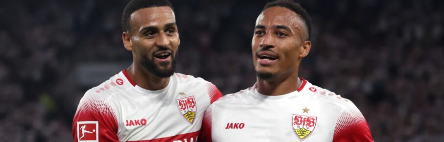 Jamie Leweling (r.) und Josha Vagnoman vom VfB Stuttgart