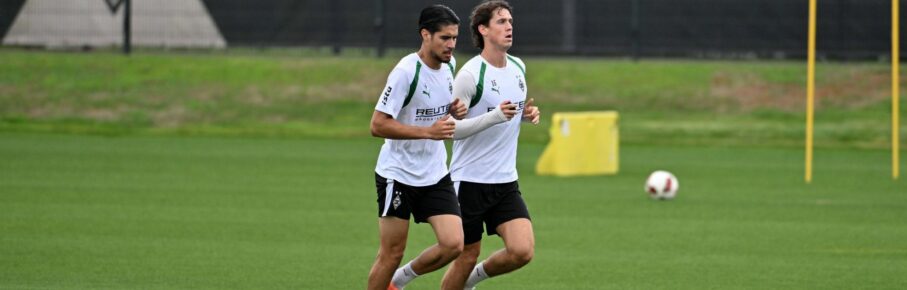 Kevin Diks und Philipp Sander von Borussia Mönchengladbach