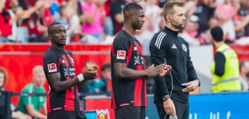 Moussa Diaby Bayer 04 Leverkusen, 19 und Christian Kofane Bayer 04 Leverkusen, 35 kommen rein Bayer 04 Leverkusen vs. 1.FC Union Berlin, Fussball, 1.Bundesliga, 2.Spieltag, Saison 2026/27, 05.09.2026, DFL REGULATIONS PROHIBIT ANY USE OF PHOTOGRAPHS AS IMAGE SEQUENCES AND/OR QUASI-VIDEO, Bayer 04 Leverkusen vs. 1.FC Union Berlin, Fussball, 1.Bundesliga, 2.Spieltag, Saison 2026/27, 05.09.2026 Leverkusen *** Moussa Diaby Bayer 04 Leverkusen, 19 and Christian Kofane Bayer 04 Leverkusen, 35 enter the game: Bayer 04 Leverkusen vs. 1. FC Union Berlin, soccer, Bundesliga 1, Matchday 2, 202627 season, September 5, 2026, DFL regulations prohibit any use of photographs as image sequences and/or quasi-video, Bayer 04 Leverkusen vs. 1. FC Union Berlin, soccer, Bundesliga 1, Matchday 2, 202627 season, September 5, 2026, Leverkusen Copyright: xEibner-Pressefoto/LukasxBaldygax EP_LBA