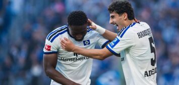 Testspiel: Hamburger SV vs. FC Kopenhagen, 04.10.2026 TOR, JUBEL durch Kofi Amoako Hamburger SV, 22 zum 1:0, hier mit Martin Adeline Hamburger SV, 5 Fußball, Testspiel: Hamburger SV vs. FC Kopenhagen am 04.10.2026 im Volksparkstadion, Hamburg DFL REGULATIONS PROHIBIT ANY USE OF PHOTOGRAPHS AS IMAGE SEQUENCES AND/OR QUASI-VIDEO. *** Friendly Match: Hamburger SV vs. FC Copenhagen, October 4, 2026: Goal, celebration by Kofi Amoako of Hamburger SV, 221, shown here with Martin Adeline of Hamburger SV, 5. Soccer, friendly match between Hamburger SV and FC Copenhagen on October 4, 2026, at the Volksparkstadion, Hamburg. DFL regulations prohibit any use of photographs as image sequences and/or quasi-video. Copyright: xBEAUTIFULxSPORTS/Tonhäuserx