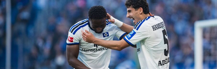 Testspiel: Hamburger SV vs. FC Kopenhagen, 04.10.2026 TOR, JUBEL durch Kofi Amoako Hamburger SV, 22 zum 1:0, hier mit Martin Adeline Hamburger SV, 5 Fußball, Testspiel: Hamburger SV vs. FC Kopenhagen am 04.10.2026 im Volksparkstadion, Hamburg DFL REGULATIONS PROHIBIT ANY USE OF PHOTOGRAPHS AS IMAGE SEQUENCES AND/OR QUASI-VIDEO. *** Friendly Match: Hamburger SV vs. FC Copenhagen, October 4, 2026: Goal, celebration by Kofi Amoako of Hamburger SV, 221, shown here with Martin Adeline of Hamburger SV, 5. Soccer, friendly match between Hamburger SV and FC Copenhagen on October 4, 2026, at the Volksparkstadion, Hamburg. DFL regulations prohibit any use of photographs as image sequences and/or quasi-video. Copyright: xBEAUTIFULxSPORTS/Tonhäuserx