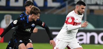 Paderborn, Home Deluxe Arena, 28.10.26, GER, Herren, DFB-Pokal, 2.Runde, Saison 2026-2027: SC Paderborn - VfB Stuttgart Bild: v.li. im Zweikampf Jonah STICKER Paderborn und Deniz UNDAV Stuttgart Only for editorial use DFB regulations prohibit any use of photographs as image sequences and/or quasi-video. Nordrhein-Westfalen Deutschland *** Paderborn, Home Deluxe Arena, October 28, 2026, GER, Men s, DFB Cup, 2nd Round, 20262027 Season, SC Paderborn vs. VfB Stuttgart. Photo, from left: Jonah STICKER Paderborn and Deniz UNDAV Stuttgart in a tackle. For editorial use only. DFB regulations prohibit any use of photographs as image sequences and/or quasi-video. North Rhine-Westphalia, Germany