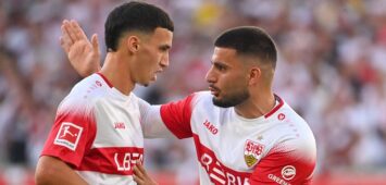 v.re:Deniz UNDAV VFB Stuttgart, Bilal EL KHANNOUSS VFB Stuttgart, Redebedarf.Gestik, Fussball 1. Bundesliga Saison 2026/2027, 4.Spieltag, Spieltag04, VfB Stuttgart - Borussia Dortmund am 19.09.2026 , MHP ARENA *** v re Deniz UNDAV, VFB Stuttgart Bilal EL KHANNOUSS, VFB Stuttgart Need to Talk: Gestures, Soccer, Bundesliga Season 20262027, Matchday 4, Matchday 04, VfB Stuttgart vs. Borussia Dortmund on September 19, 2026, MHP ARENA