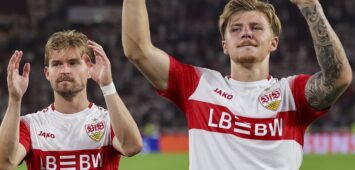 Maximilian Mittelstädt, Mittelstadt VfB Stuttgart, 07 und Finn Jeltsch VfB Stuttgart, 29 nach dem Spiel , Deutschland, Fussball, 1. Bundesliga, 2.Spieltag, 2026/2027, VfB Stuttgart vs. 1.FC Köln, 04.09.2026, Stuttgart MHP Arena Deutschland *** Maximilian Mittelstädt, VfB Stuttgart midfielder, 7, and Finn Jeltsch, VfB Stuttgart, 29, after the game, Germany, soccer, Bundesliga 1, Matchday 2, 20262027, VfB Stuttgart vs. 1. FC Köln, September 4, 2026, Stuttgart MHP Arena, Germany Copyright: xGrantxHubbsx