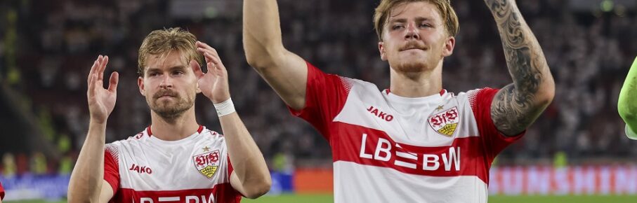 Maximilian Mittelstädt, Mittelstadt VfB Stuttgart, 07 und Finn Jeltsch VfB Stuttgart, 29 nach dem Spiel , Deutschland, Fussball, 1. Bundesliga, 2.Spieltag, 2026/2027, VfB Stuttgart vs. 1.FC Köln, 04.09.2026, Stuttgart MHP Arena Deutschland *** Maximilian Mittelstädt, VfB Stuttgart midfielder, 7, and Finn Jeltsch, VfB Stuttgart, 29, after the game, Germany, soccer, Bundesliga 1, Matchday 2, 20262027, VfB Stuttgart vs. 1. FC Köln, September 4, 2026, Stuttgart MHP Arena, Germany Copyright: xGrantxHubbsx